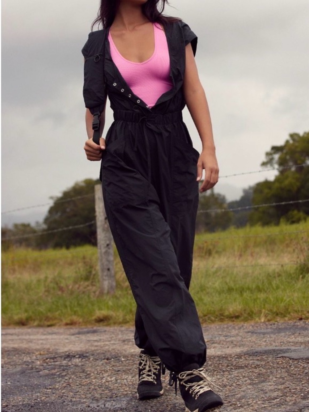 Free People Black Wide-Leg Jumpsuit